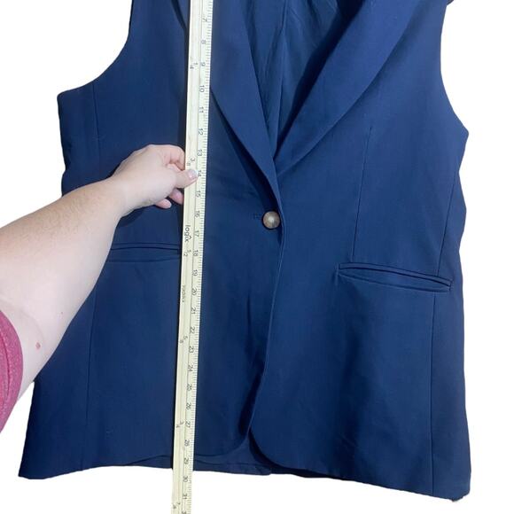 Rachel Zoe navy blue single button sleeveless blazer with pockets - Large - Picture 10 of 10
